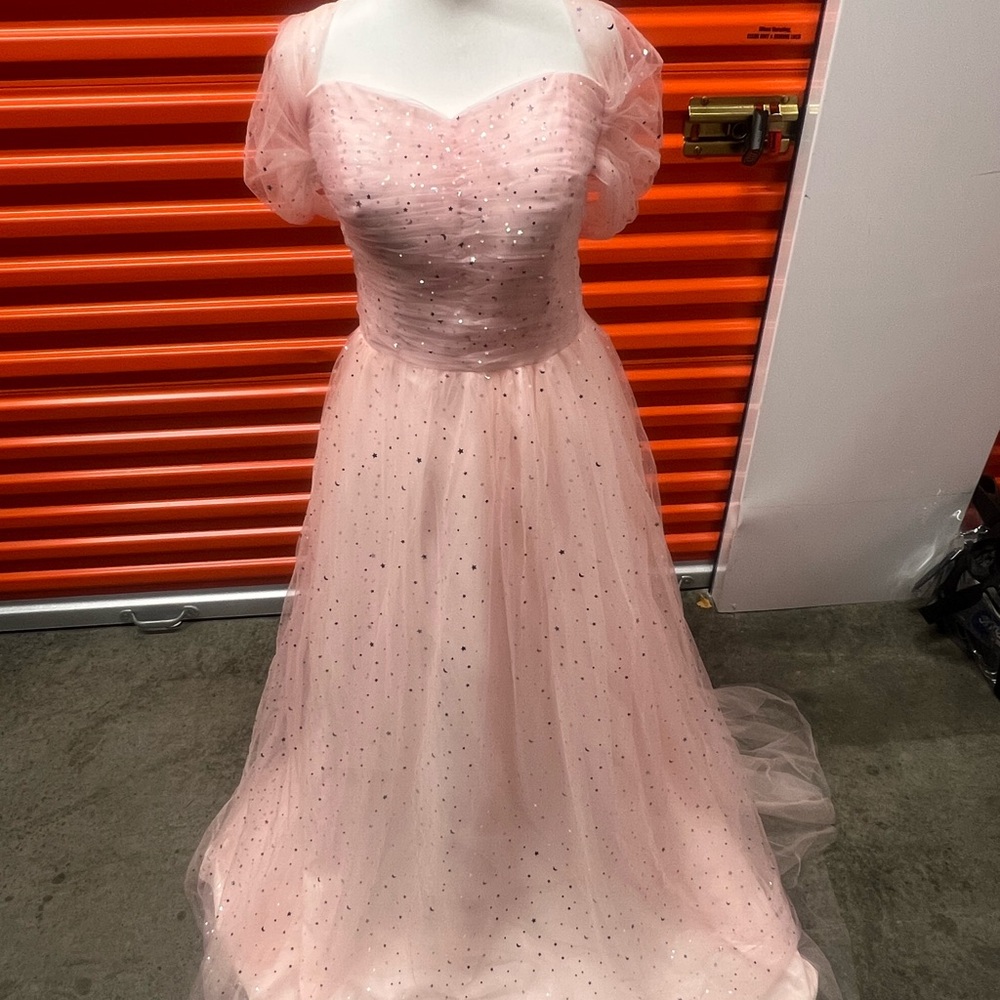 Elegant Pink Gown with Sparkling Details